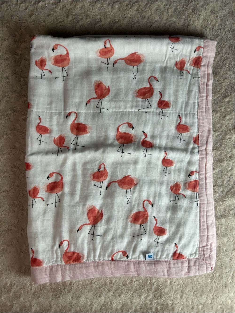 Little Unicorn Flamingo Baby Lovey Security Blanket Pink White Rayon Bamboo